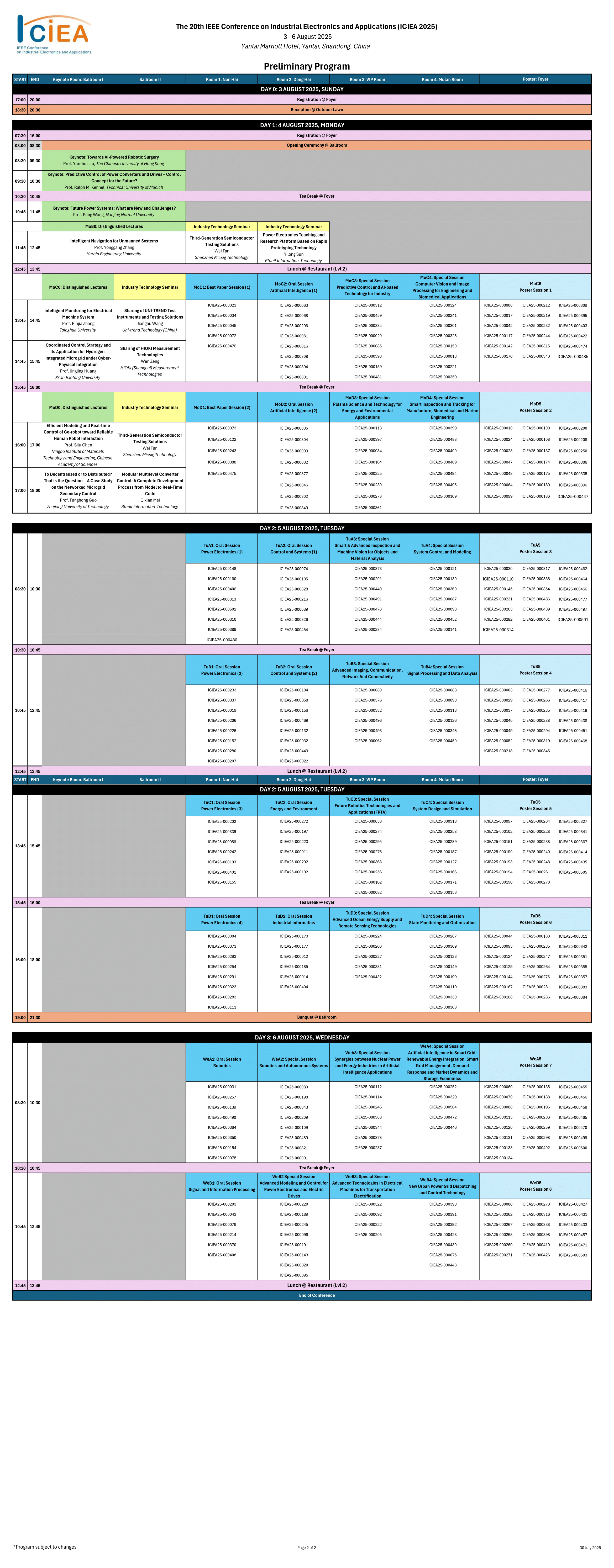 ICIEA 2025 Program